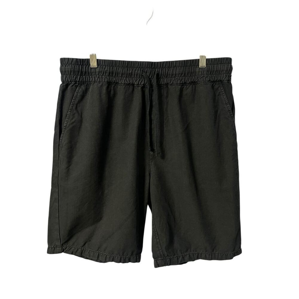 Allsaints Drawstring Shorts Mens Large Black Casual Fit linen Blend Lightweight